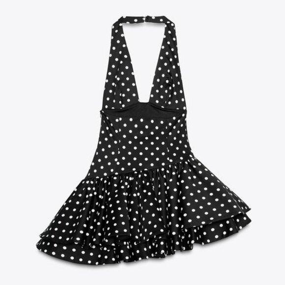 ZARA POLKA DOT RUFFLED JUMPSUIT DRESS - Picture 3 of 4